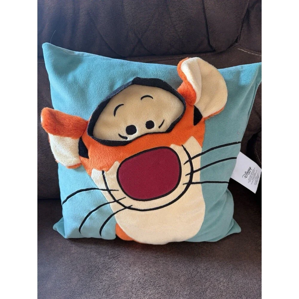 Vtg. Disney Winnie Pooh 3D Tigger Plush Throw Pillow Super Soft  Blue 12